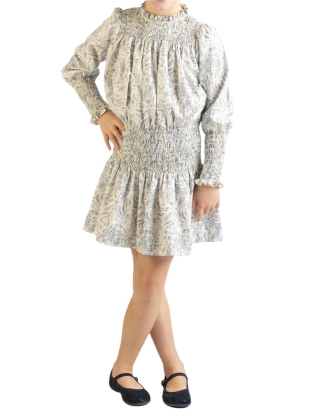 Gabby Paisley Floral Dress White Blue 7